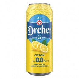 Alkoholmentes sör, 0,5 l, dobozos, DREHER "24", citrom