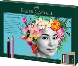 Színes- és grafitceruza készlet, FABER-CASTELL "Polychromos & Pitt Graphite Matt" , 23 db-os szett