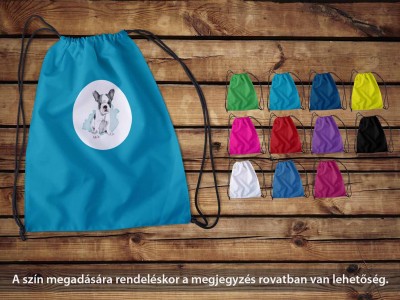 Francia Bulldogos  világoskék tornazsák